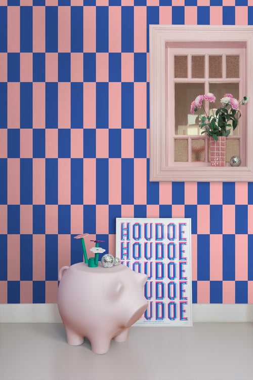 ESTAhome behang streep roze en koningsblauw - 50 x 900 cm - 130921 - vtwonen shop