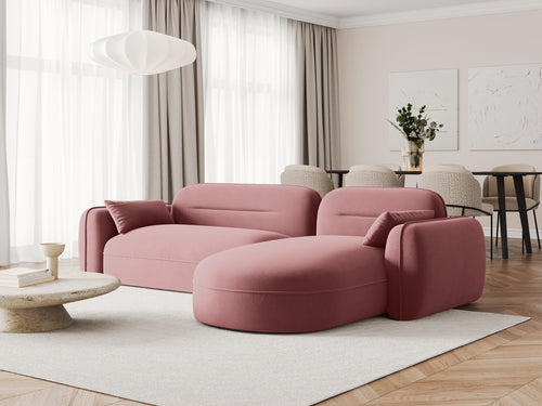 Cosmopolitan Design Modulaire hoekbank rechts Sydney 4-zits, flueel, zalm - 165x275x70cm