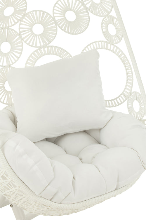 J-Line hangstoel + kussens Bula - metaal/riet - wit - vtwonen shop