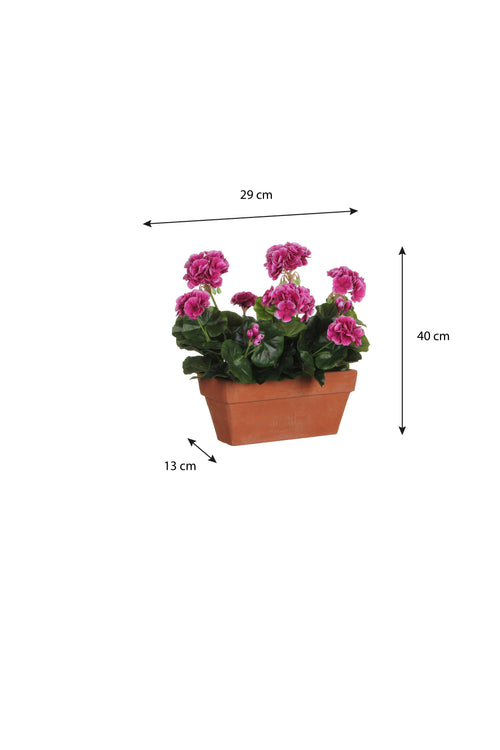 Mica Decorations Geranium Kunstplant in Balkonbak - L29 x B13 x H40 cm - Paars
