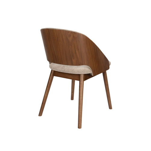 Dutchbone Velore Eetkamerstoel Walnoot/ Beige