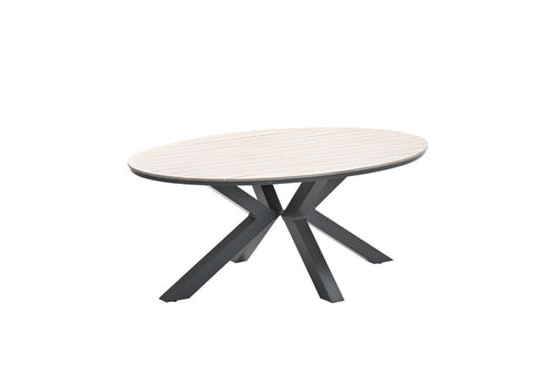 Edison tafel - ovaal - 180x115 cm - carbon black -light teak Vironwood