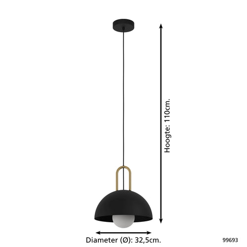 EGLO hanglamp Calmanera - e27 - ø 32,5 cm - zwart/geelkoper - vtwonen shop