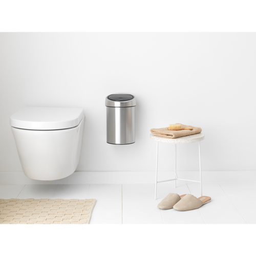 Brabantia Touch Bin afvalemmer, 3 liter, kunststof binnenemmer - Matt Steel