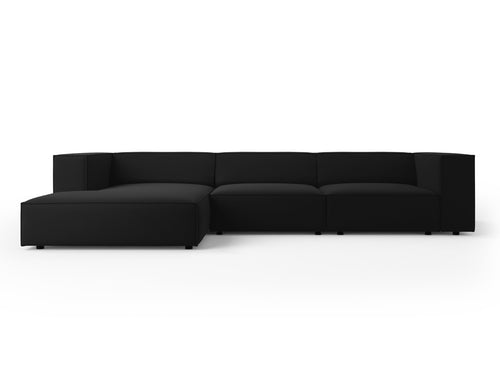 Cosmopolitan Design linker hoekbank Arendal 4-zits, flueel, zwart - 166x284x70cm