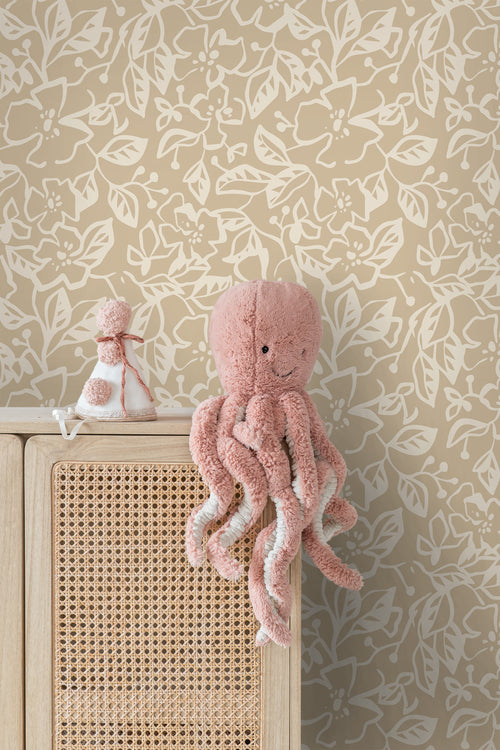 ESTAhome behang bladeren en bloemen beige - 50 x 900 cm - 131376 - vtwonen shop