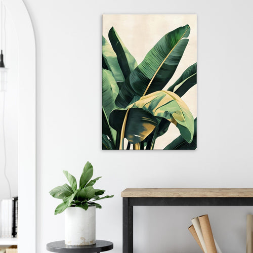 Artfulprints Canvas Tropical green leaves canvas - 80x120 cm - Groen
