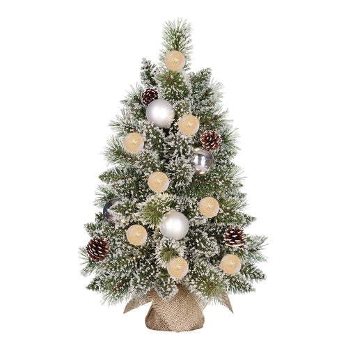 Black Box Trees Kaprun Kunstkerstboom in Jute met LED Verlichting en Timerfunctie - H60 x Ø39 cm - Zilver, Groen - vtwonen shop