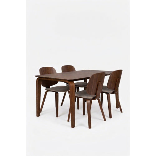 Housecraft Living Walden Eetkamerset | Eettafel en 4 Stoelen Hout Walnootbruin