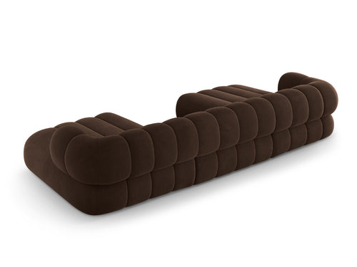 Cosmopolitan Design Panoramische bank Koge 6-zits, flueel chocolade - 165x348x70cm