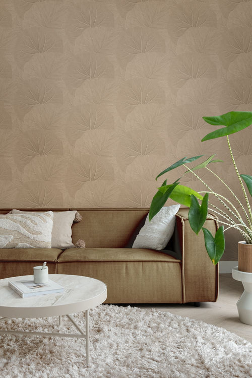 ESTAhome behang bladeren zand beige - 53 cm x 10.05 m - 139917