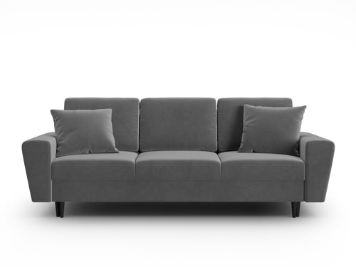 Cosmopolitan Design Slaapbank met opbergdoos Kyoto 3-zits, flueel lichtgrijs - 100x235x88cm