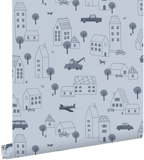 ESTAhome behang voertuigen blauw - 50 x 900 cm - 131823
