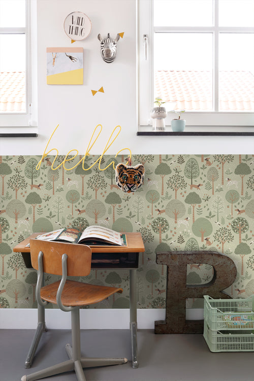 ESTAhome behang honden vergrijsd mintgroen - 53 cm x 10.05 m - 139712 - vtwonen shop