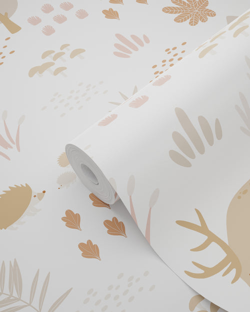 ESTAhome behang bos met bosdieren wit en beige - 53 cm x 10.05 m - 139611 - vtwonen shop