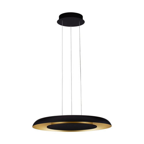 Nova Luce EPOS Dome hanglamp voor plafond, zandkleurig zwart, geborsteld goud, Triac dimbare LED, 38W, 2100lm, 2700-3000-4000K kleurtemperatuur.