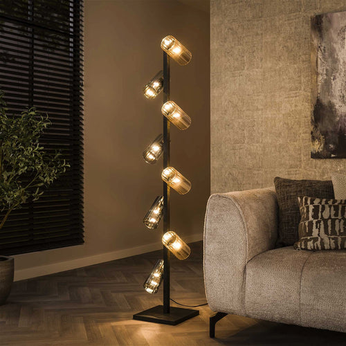 Giga Meubel Vloerlamp Cylinder - Zwart Metaal - 8-Lichts - 30x30x175cm - vtwonen shop