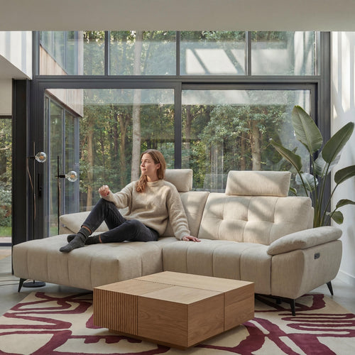 Furnhouse chaise longue bank links Colorado - Crème wit - Stof - 156x268x107