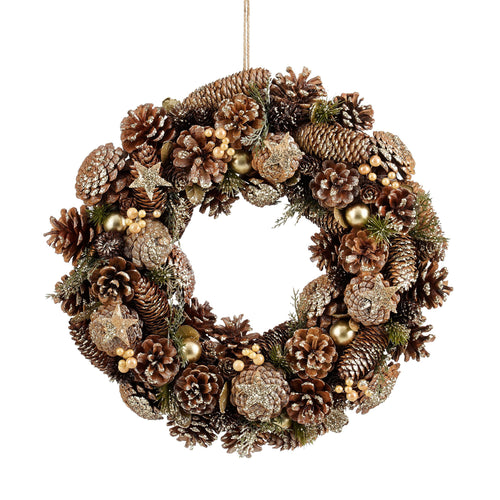 Mica Decorations Brant Kerstkrans met Dennenappels - H9 x Ø45 cm - Bruin - vtwonen shop