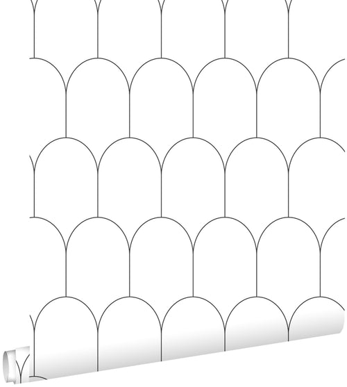 ESTAhome behang art deco motief wit en zwart - 53 cm x 10.05 m - 139140
