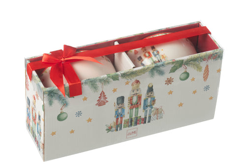 J-Line kom Notenkraker - keramiek - wit - giftbox van 2 stuks