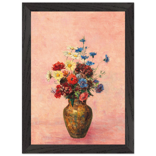Artfulprints Poster met Lijst Bloemen in vaas 4   - A4 21x29.7 cm - Roze