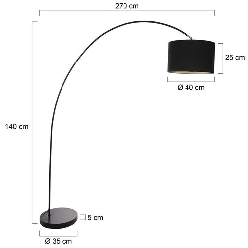 Mexlite Solva Booglamp - E27 - Zwart