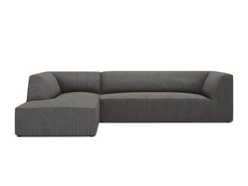 Micadoni linker hoekbank Ruby 4-zits, ribfluwelen, donkergrijs - 180x273x69cm