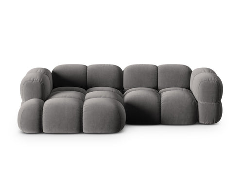 Cosmopolitan Design linker hoekbank Loretto 3-zits, flueel grijs - 147x250x68cm