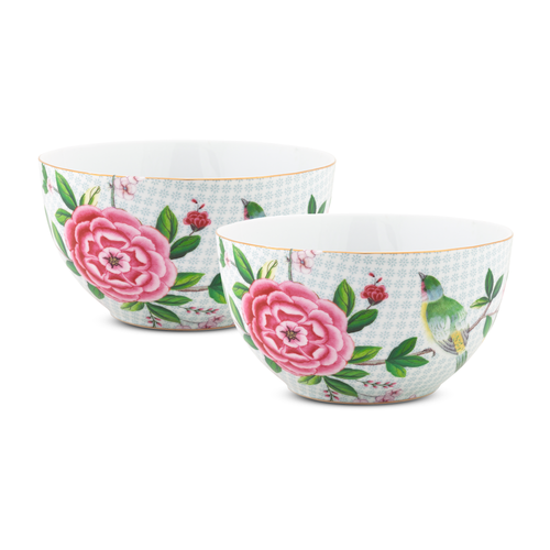 Pip Studio Blushing Birds Kommen - Servies - Set van 2 schaaltjes - Wit - 15cm - vtwonen shop