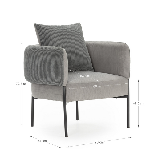 Calicosy - ARUNI Fauteuil in stof - Grijs - 78x73x75 cm