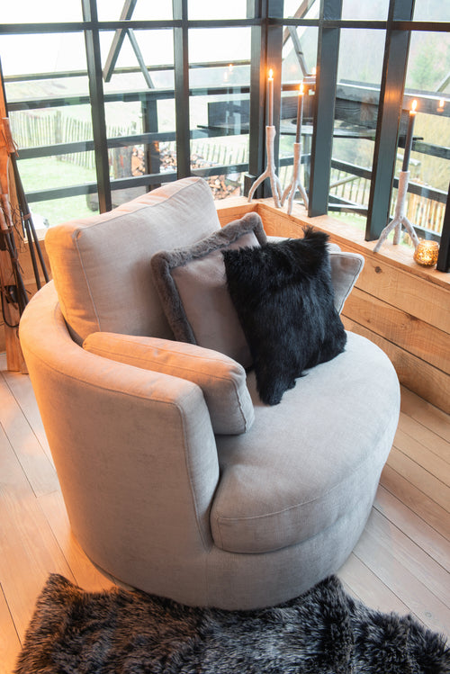 J-Line zetel Swiv - hout/textiel - grijs - vtwonen shop