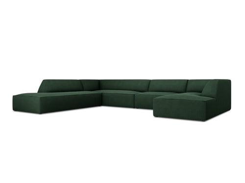 Micadoni Panoramische hoekbank links Ruby 7-zits, structurele stof, groente - 273x366x69cm