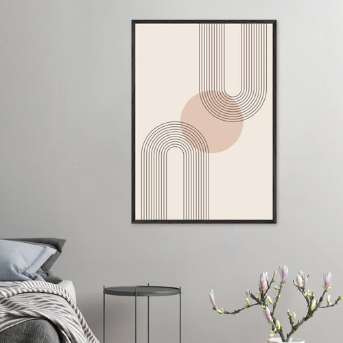 Artfulprints Poster Boho – Neutral curves   - A4 21x29.7 cm - Grijs