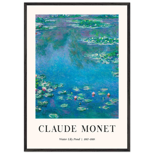 Artfulprints Poster met Lijst Claude Monet - Water lily pond   - 70x100 cm - Blauw