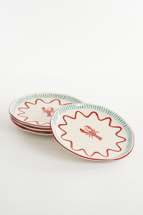 Mica Decorations Ariane Dinerbord - Set van 4 - Ø27 cm - Steengoed - Rood - vtwonen shop