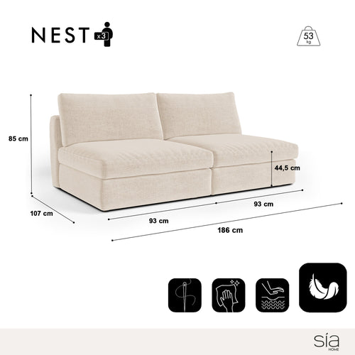 Sia Home -  NEST - Zacht aanvoelende geweven stof - Beige - 186cm