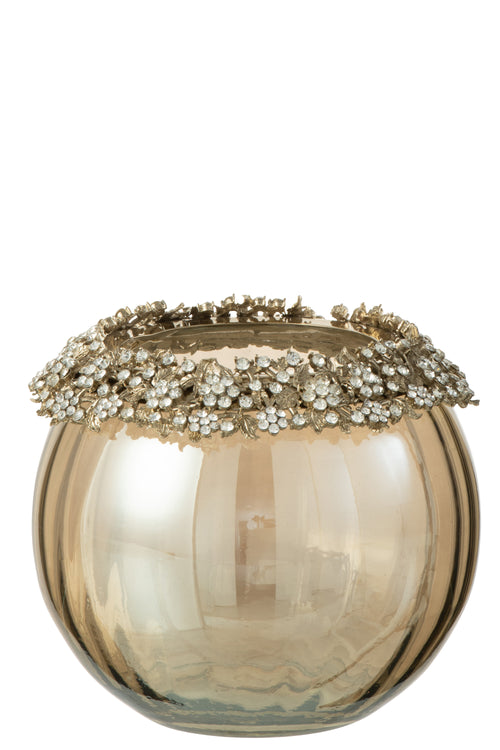 J-Line kaarshouder Volve - metaal/glas - goud/brons - large