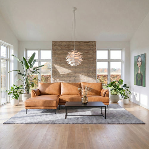 Furnhouse chaise longue bank links Soul - Cognacbruin - Leer - 155x233x88