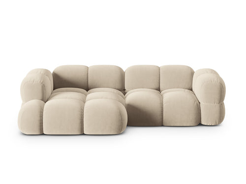 Cosmopolitan Design linker hoekbank Loretto 3-zits, flueel lichtbeige - 147x250x68cm