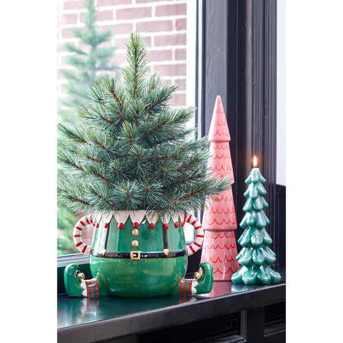 Mica Decorations Funny Bloempot - L28 x B19 x H17 cm - Dolomiet - Groen