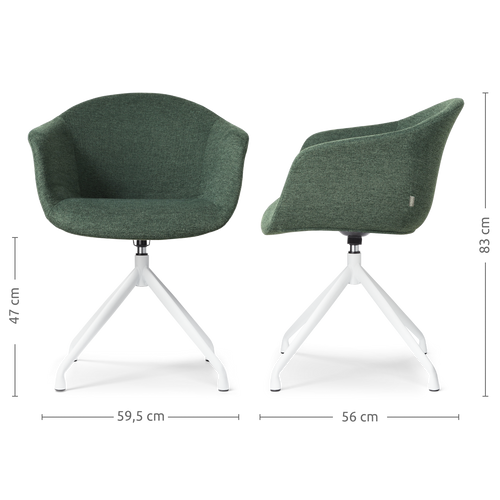 Nolon Nola-Otis Draaibare Eetkamerstoelen Set - Donkergroen - Wit