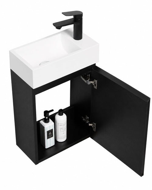 Badplaats Toiletmeubel Angela 40 x 22 cm – Zwart – Fonteinmeubel met Wastafel