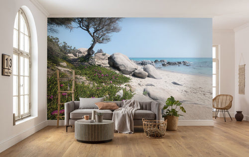 Sanders & Sanders fotobehang strand groen, grijs en blauw - 450 x 280 cm - 612642