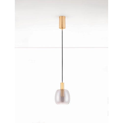 Nova Luce IMATIA Dome hanglamp voor plafond, rookkleurig messing goud, LED 7W 192lm 3000K