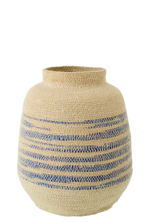 J-Line mand Gestreept - zeegras - naturel/blauw