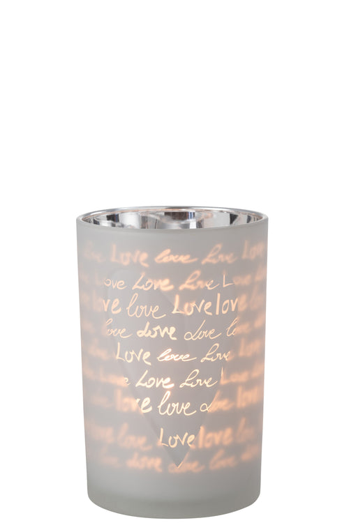 J-Line windlicht Love - glas - wit - large - vtwonen shop