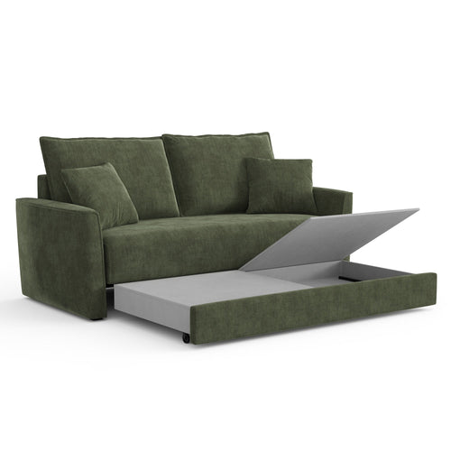 Sia Home - Rechte bank LUXO - Zacht aanvoelende geweven stof - Kaki groen - 180cm