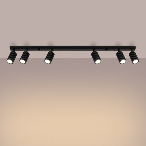 Sollux Lighting Plafondlamp KARBON 6L zwart - 117x6,5x16,5cm