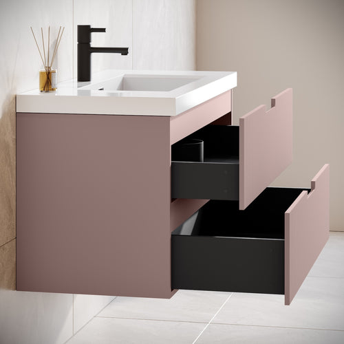 Badplaats Badkamermeubel Set Thermis 60 cm – Mat Roze – Badmeubel met Wastafel
